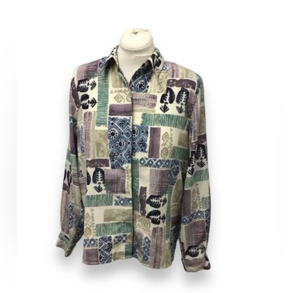 Alfred Dunner Women’s Long Sleeve Button Down Shirt, Multicolor, size 14 - Picture 1 of 8